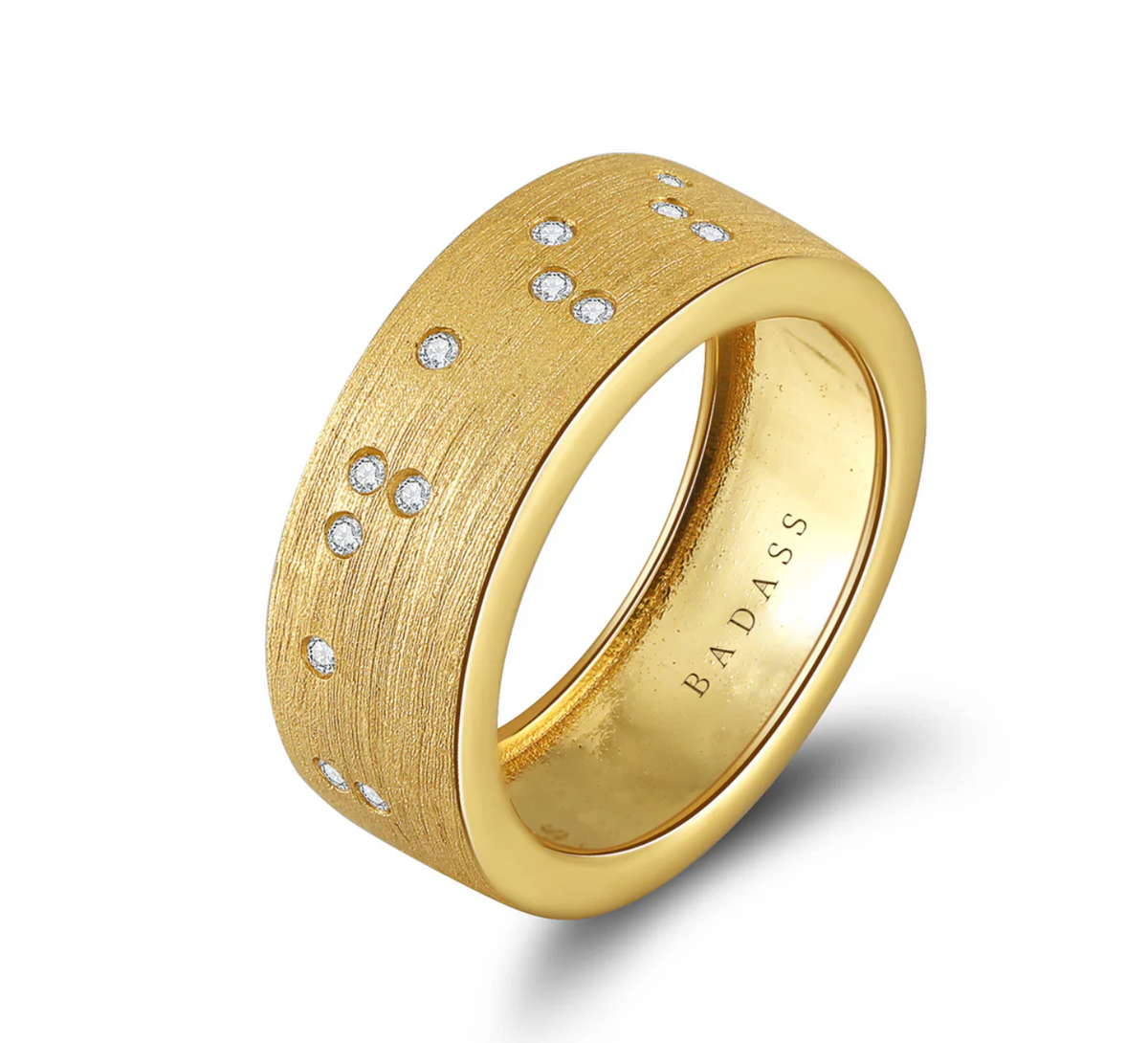 Touchstone Badass Band Ring Brushed Gold - Size 7