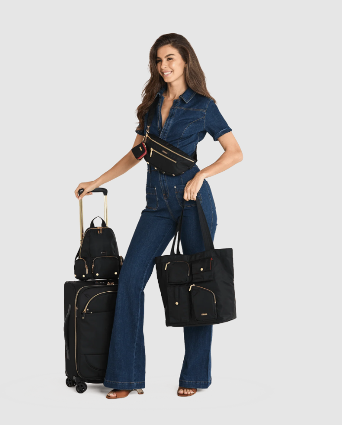 Charles Crossbody Med-Black Nylon Cargo