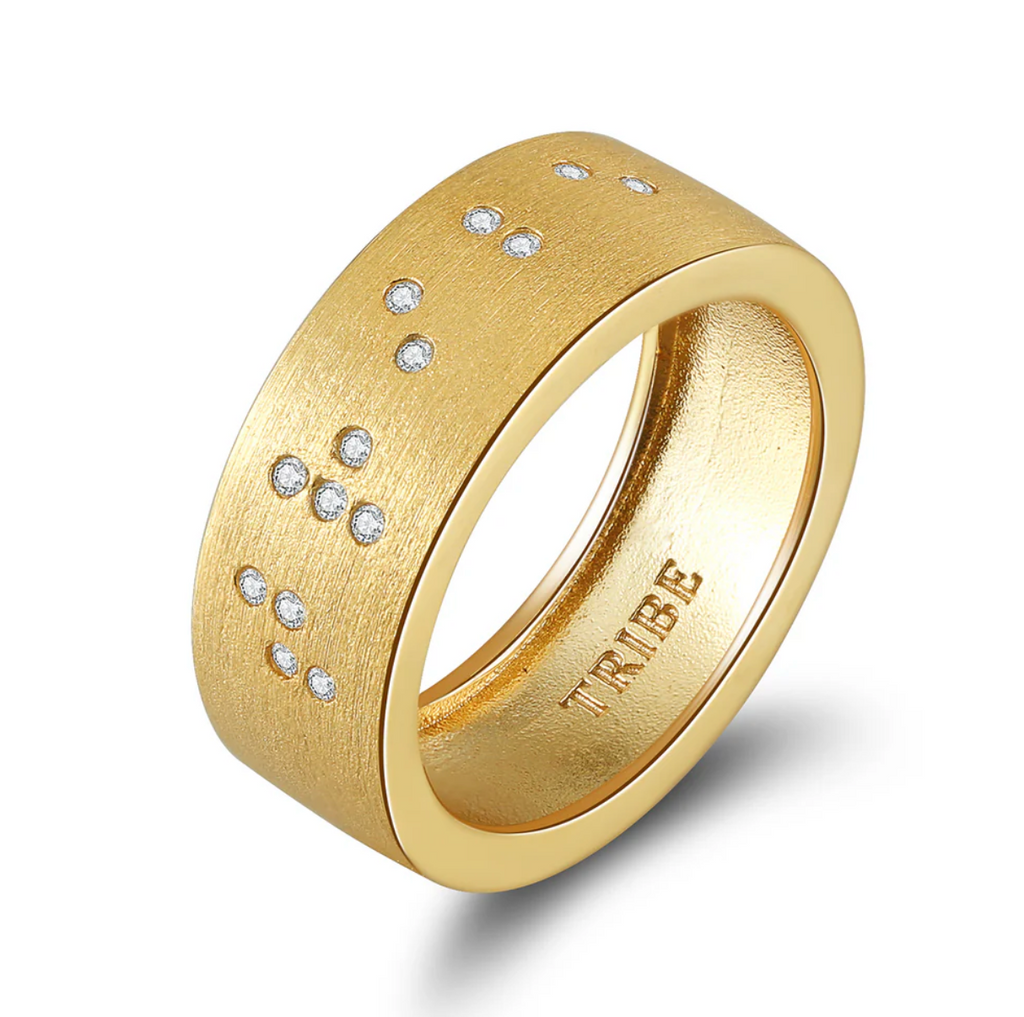 Touchstone Tribe Band Ring Brushed Gold - Size 8