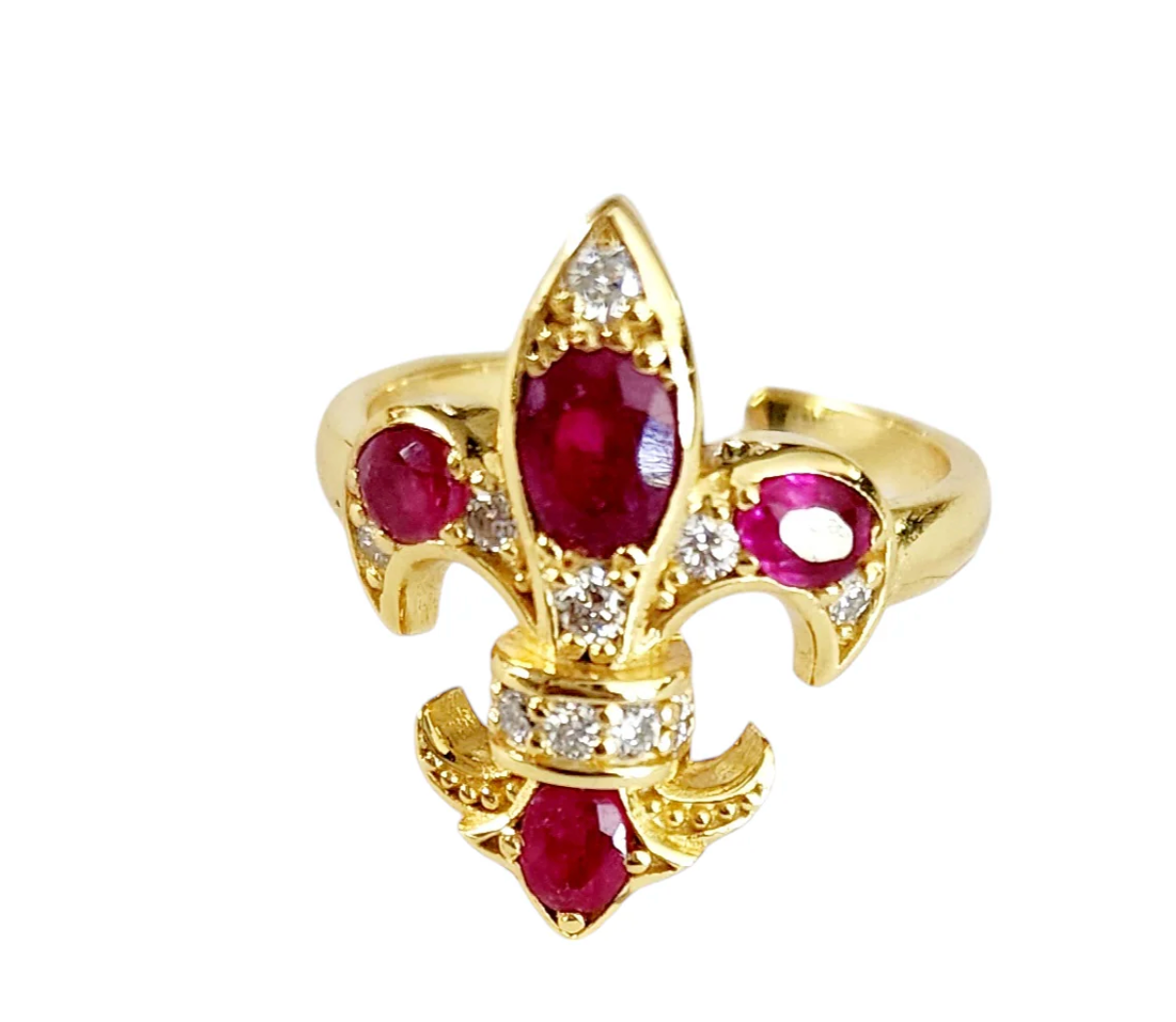 Saints and Savior Fluer De Lis Ruby Ring