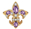 Saints and Savior Fluer De Lis Amethyst Diamond Ring
