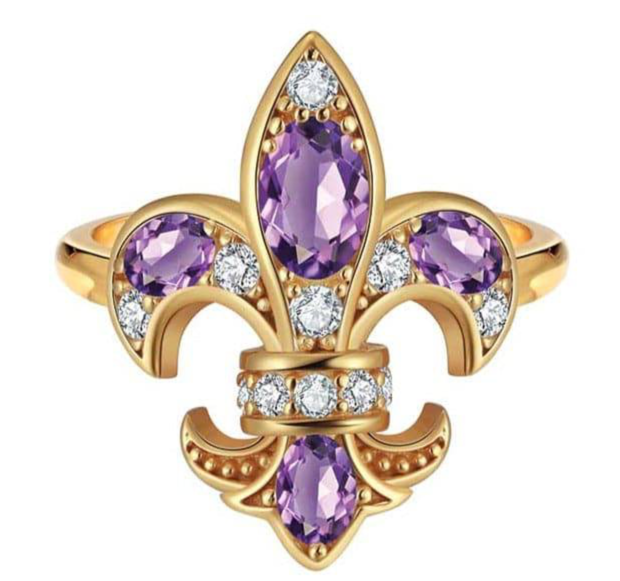 Saints and Savior Fluer De Lis Amethyst Diamond Ring
