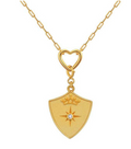 Saints & Saviors Shield Crown Pendant Heart Necklace