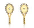 LoveMatch Tennis Racquet Bling Stud Earring Gold