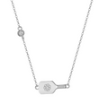 Pickleball Dainty Dinker Flower Paddle Silver Necklace