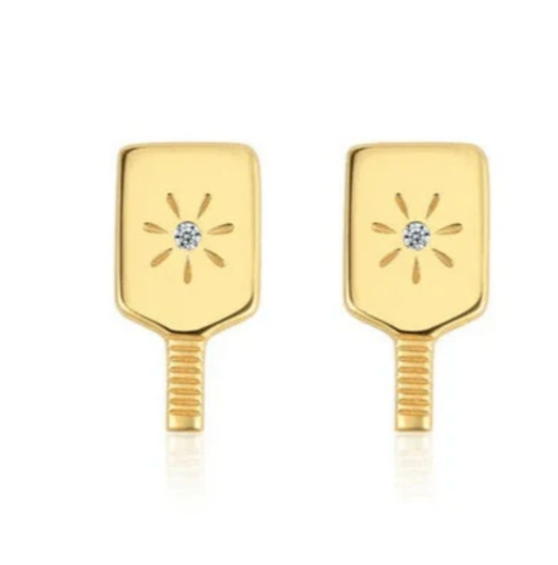 Pickleball Paddle Stud Earrings Gold
