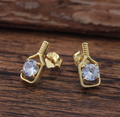 Pickleball Sparkler Paddle Stud Earrings Gold