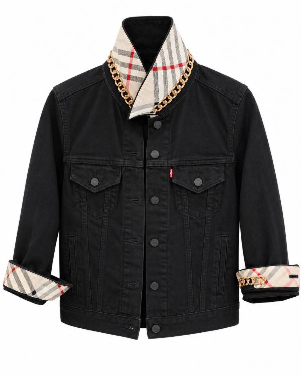 Vintage Silk Black Denim-Burberry Chain
