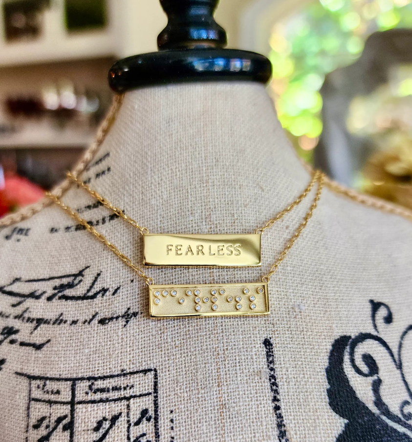 Touchstone Fine FEARLESS mini bar Necklace Gold&Diamonds