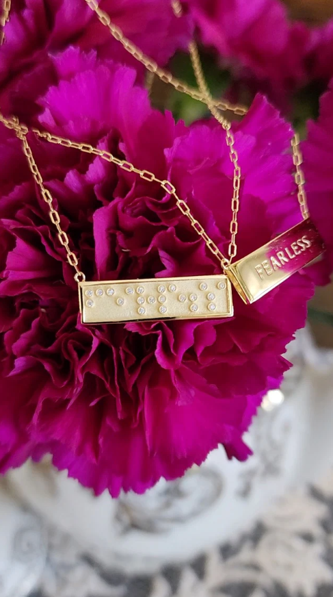 Touchstone Fine FEARLESS mini bar Necklace Gold&Diamonds