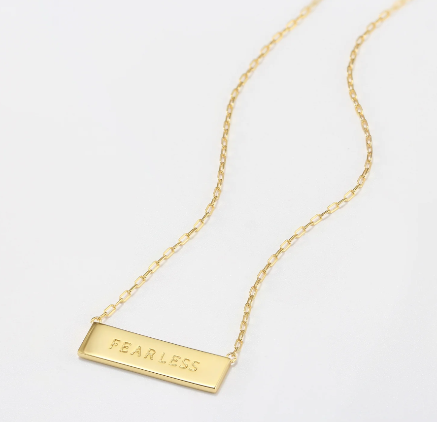 Touchstone Fine FEARLESS mini bar Necklace Gold&Diamonds