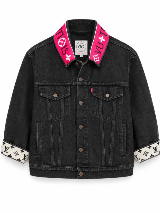 Vintage Silk Black Denim Fringe