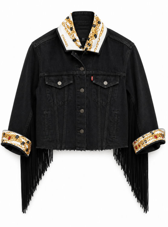 Vintage Silk Black Denim-CHANEL