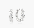 Silver Zig-Zag Pavé Huggie Hoop Earrings