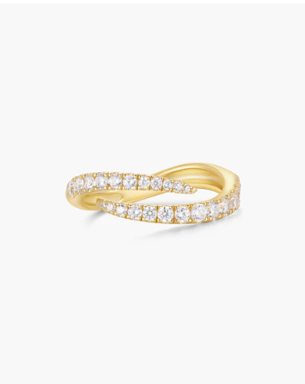 Gold Spiral Pavé Adjustable Ring