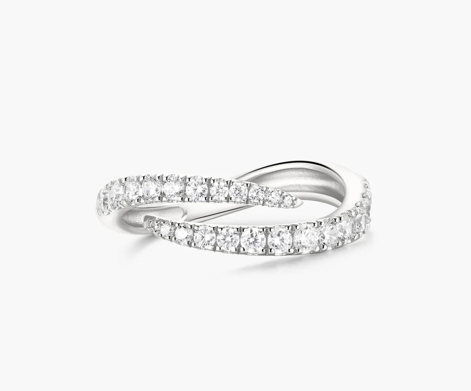 Silver Spiral Pavé Adjustable Ring