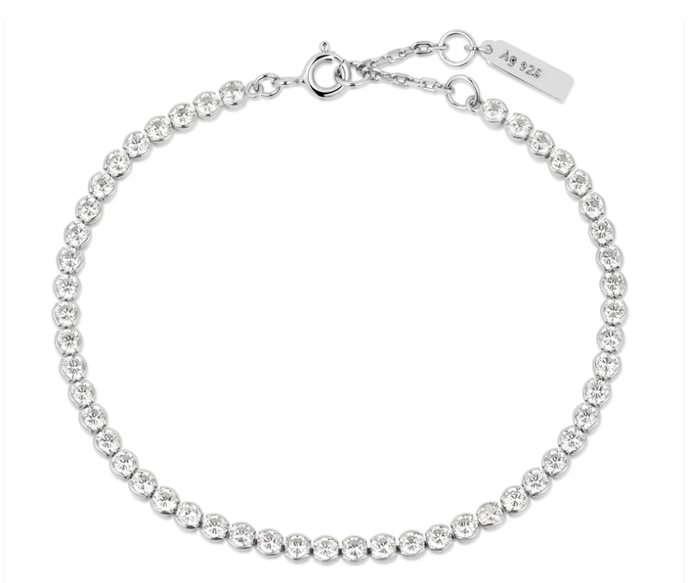 Silver Row Bezel Set Bracelet