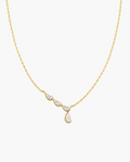 Gold Half-Bezel Angled & Dangle Teardrop Necklace