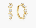 Gold Bezel Round & Teardrop Huggie Hoop Earrings