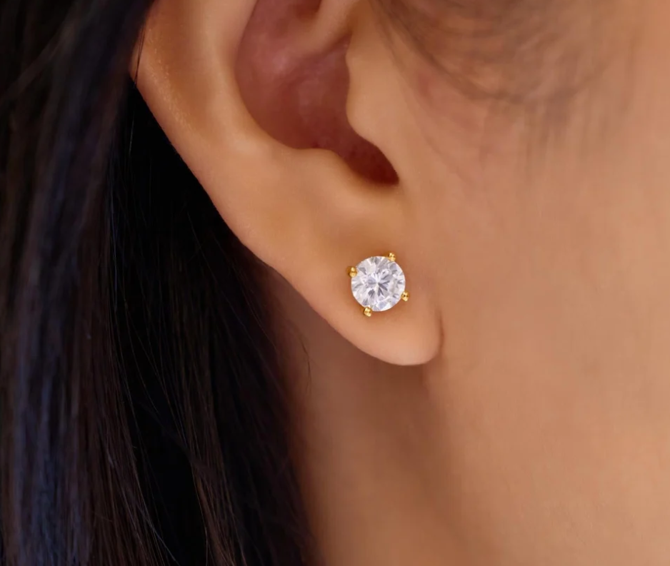 Gold Just You Solitaire Stud Earrings