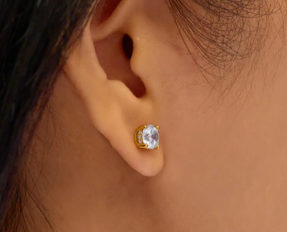 Gold Just You Solitaire Stud Earrings