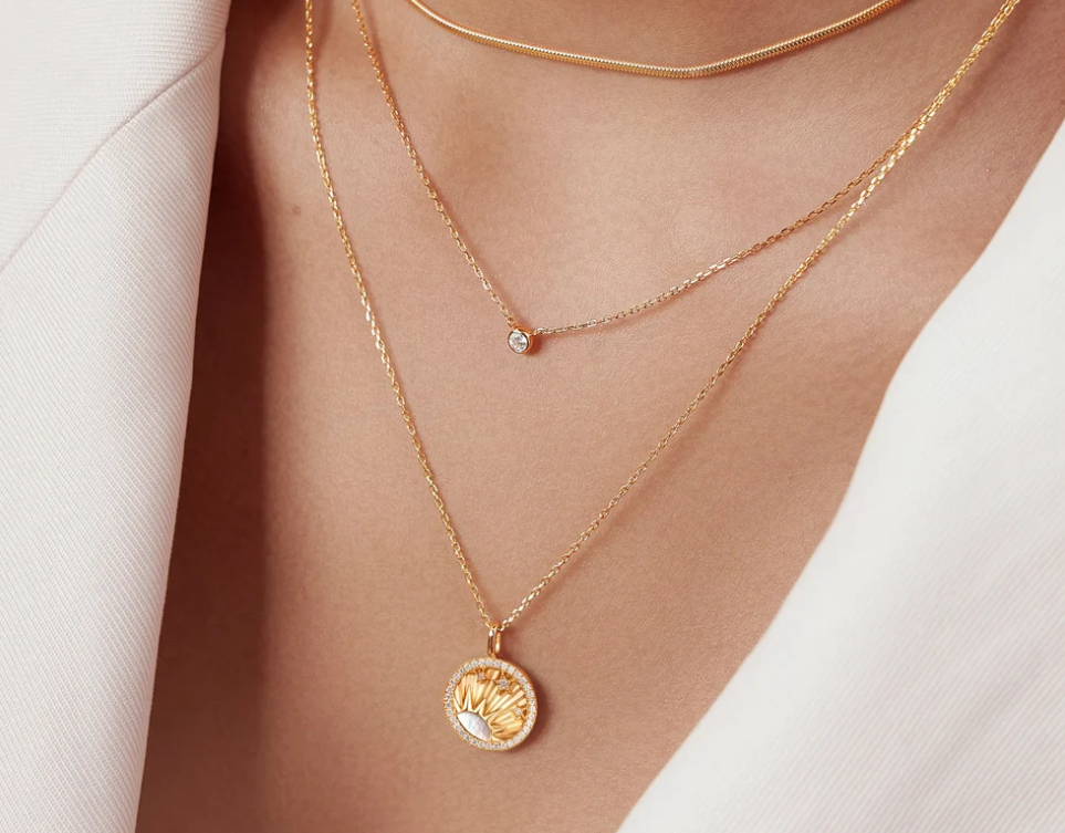 Gold Shiny Sun Star Necklace