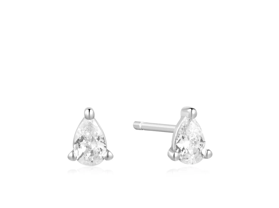 Silver Pear Studs