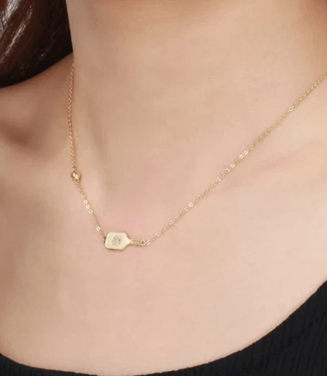 THE MINI DAINTY DINKER PICKLEBALL STARBURST GOLD NECKLACE