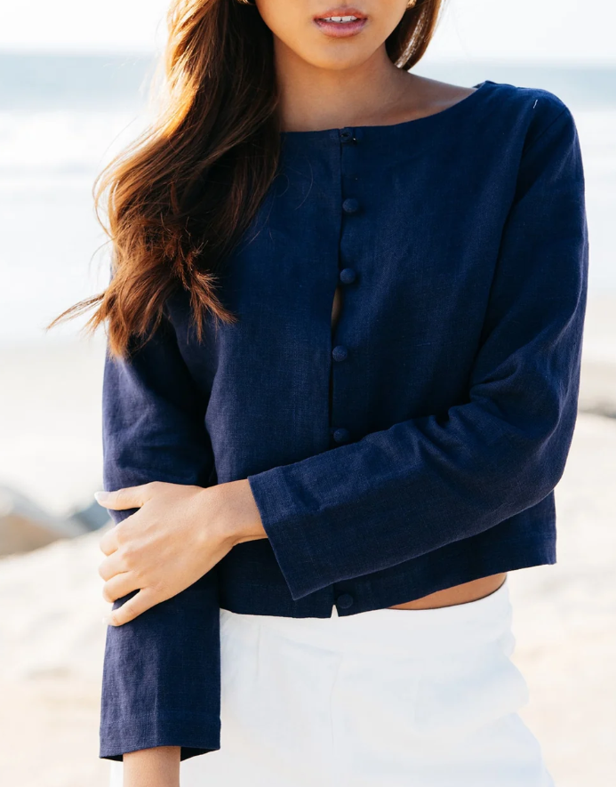 Bessette Linen Button Cardigan
