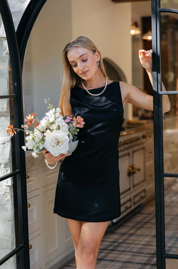 Silk Bardot Shift Dress