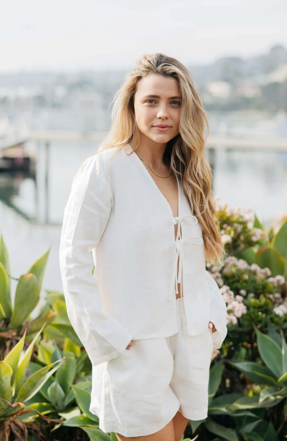 Keaton Linen Tie Top