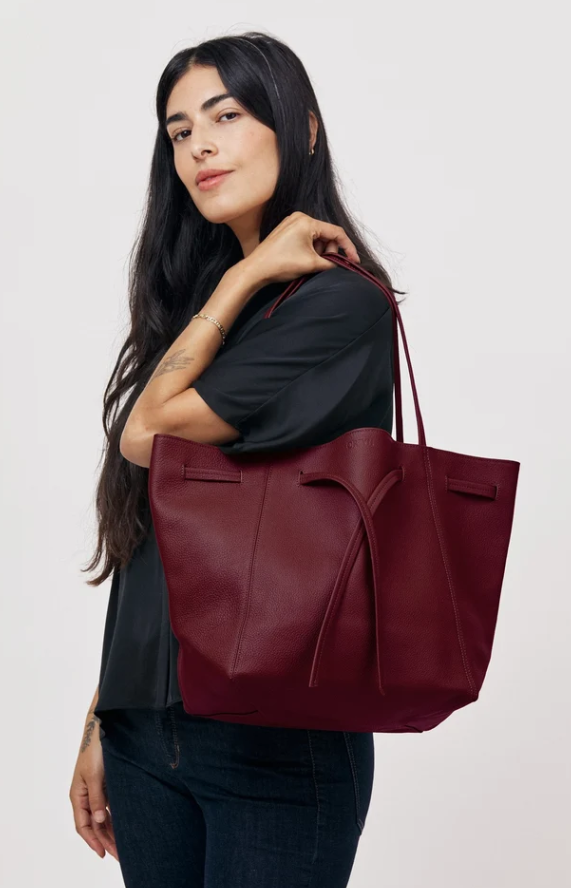 Florence Tote-Plum Pebble Grain leather