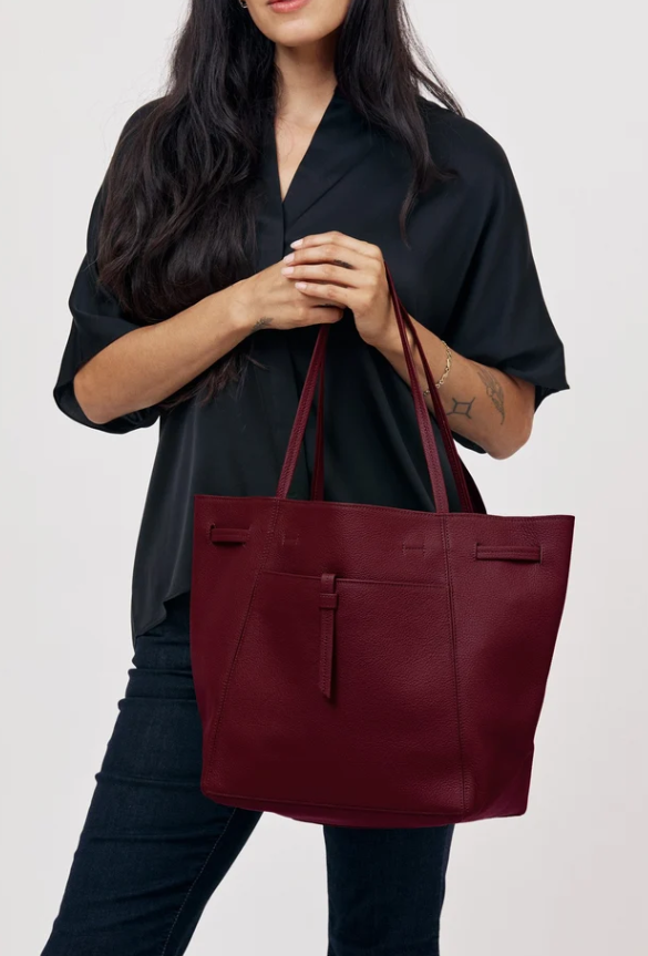 Florence Tote-Plum Pebble Grain leather