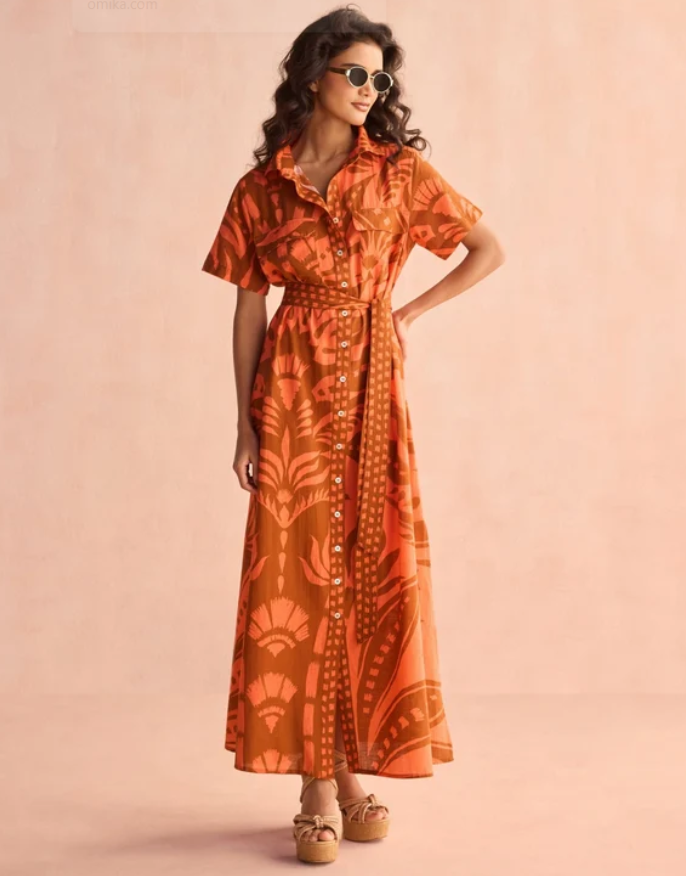 Amira Shirt Dress-Naia Terracota