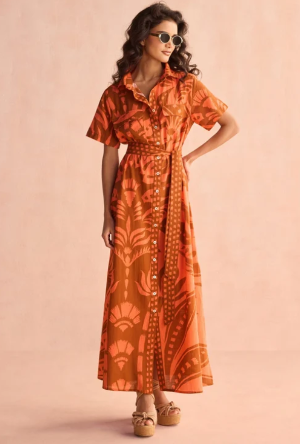 Amira Shirt Dress-Naia Terracota