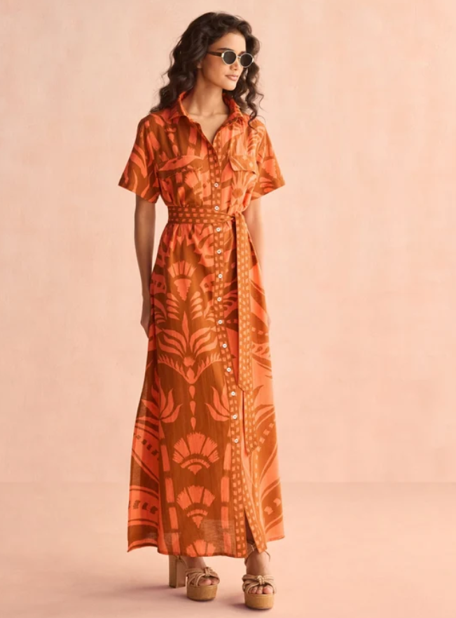 Amira Shirt Dress-Naia Terracota