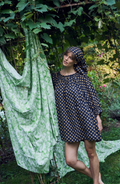 Shirred Half Placket Mini Dress | Cotton Voile
