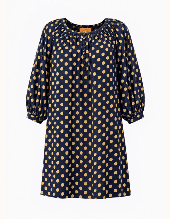 Shirred Half Placket Mini Dress | Cotton Voile