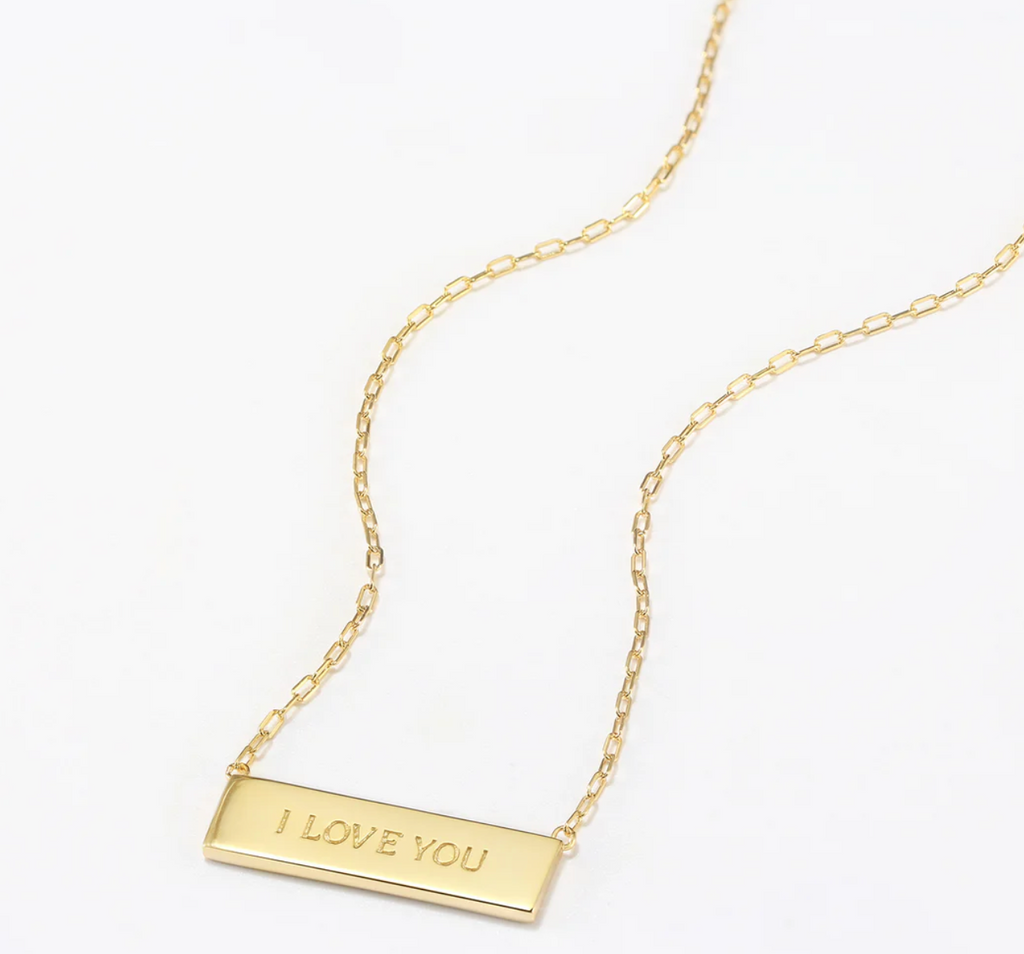 Touchstone I Love You  Mini-Bar Necklace Gold