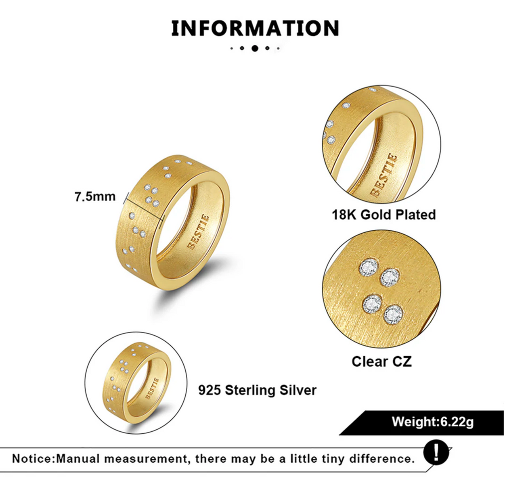 Touchstone Badass Band Ring Brushed Gold - Size 7