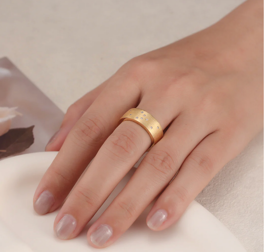 Touchstone HE > I Band Ring Brushed Gold - Size 8