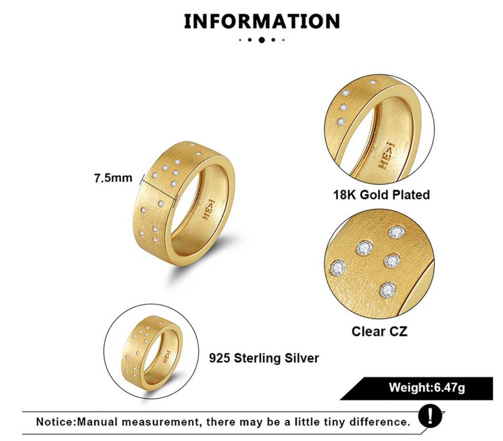 Touchstone HE > I Band Ring Brushed Gold - Size 8