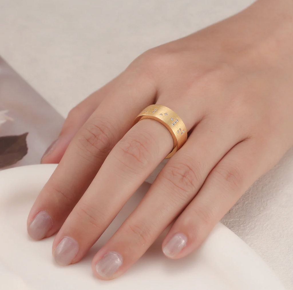Touchstone Tribe Band Ring Brushed Gold - Size 8