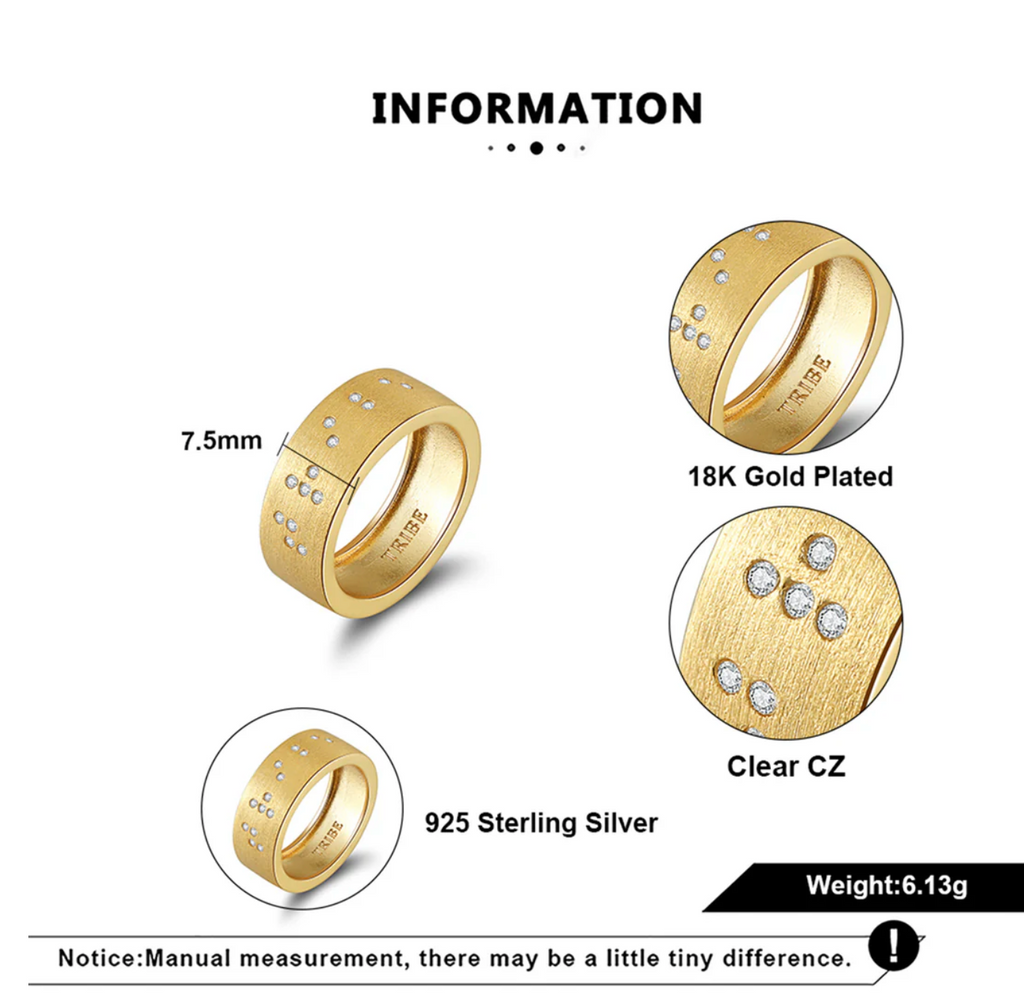 Touchstone Tribe Band Ring Brushed Gold - Size 8