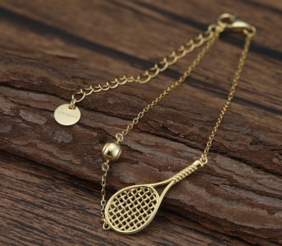 LoveMatch Tennis Ace Racquet Bracelet Gold