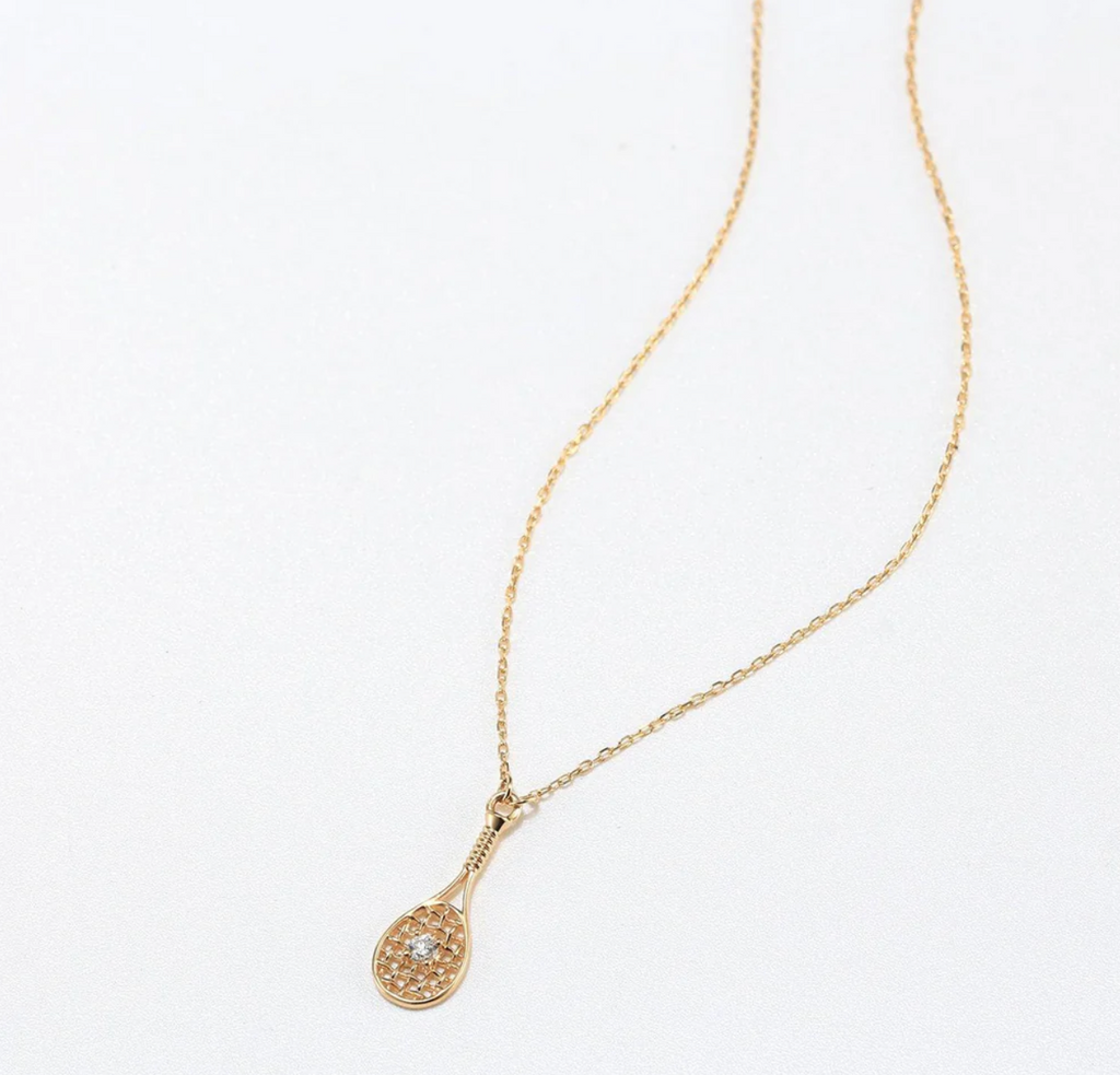 LoveMatch Tennis Baby Love Racquet & Ball Pendant Necklace in Gold
