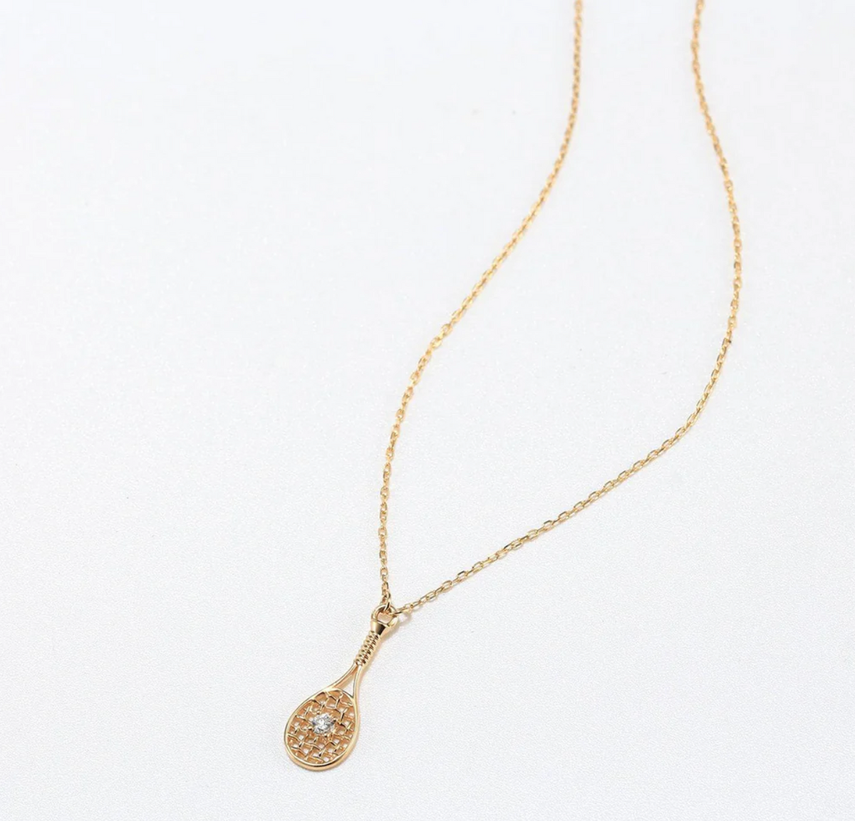 LoveMatch Tennis Baby Love Racquet & Ball Pendant Necklace in Gold