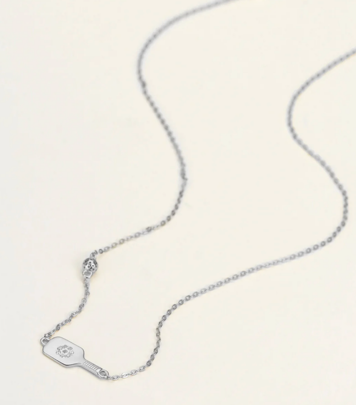 Pickleball Dainty Dinker Flower Paddle Silver Necklace