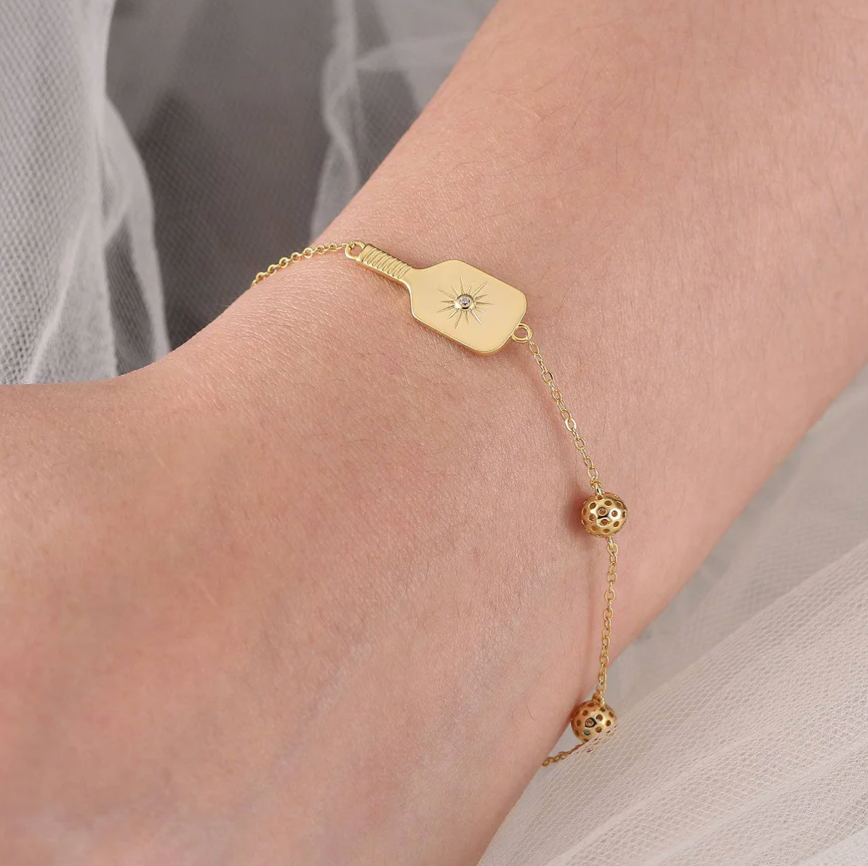 Pickleball Play It Forward Bracelet Gold
