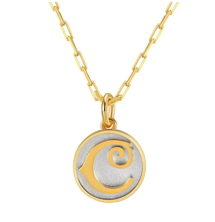 Dainty Fancy Initial Pendant Necklace C